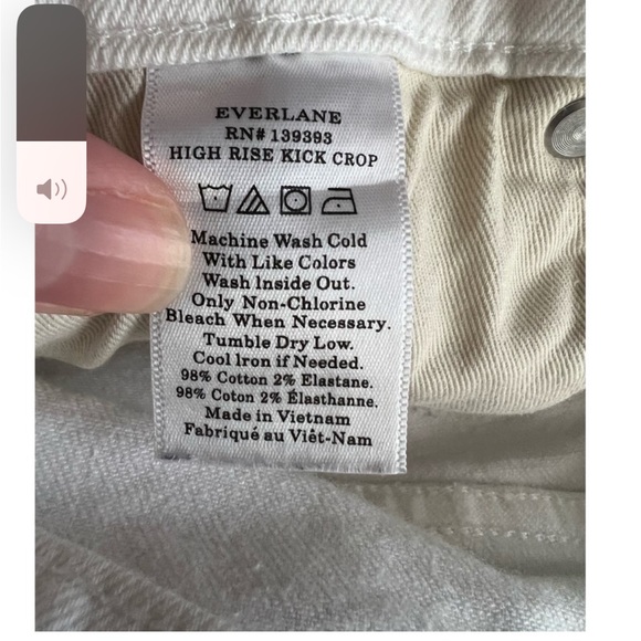 Everlane Women's High Rise Kick Crop Jeans Raw Hem Denim White Size 25R - Picture 11 of 11